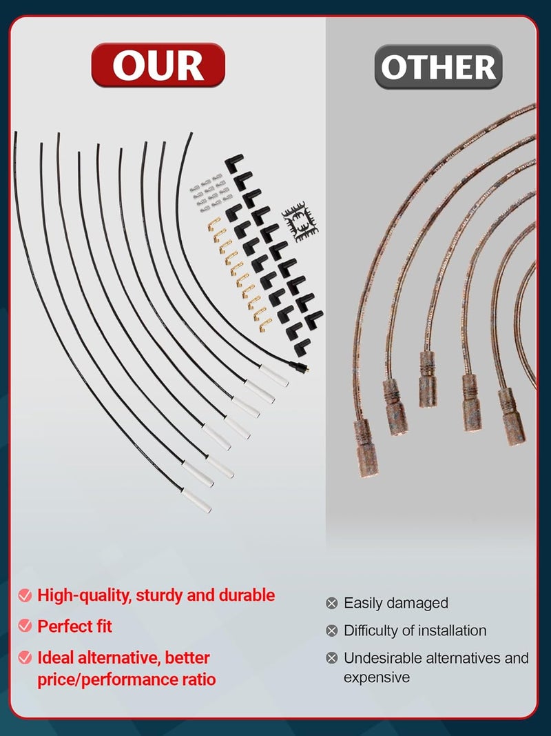 Ntoauto Universal 9000C Extreme 9000 Spark Plug Wire Set 8mm, 180 Degree White Ceramic Boots - Image 5